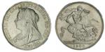 NGC MS62 | Victoria (1837-1901), Old Head Crown, 1900 LXIV, veiled bust left, rev. St George and Dra