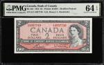 CANADA. Bank of Canada. 2 Dollars, 1954. BC-38c. PMG Choice Uncirculated 64 EPQ.