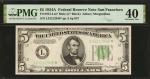 Fr. 1957-Lm*. 1934A $5  Federal Reserve Mule Star Note. San Francisco. PMG Extremely Fine 40.