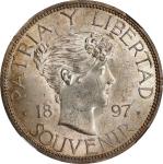 CUBA. Souvenir Peso, 1897. Massachusetts (Gorham) Mint. NGC MS-62.