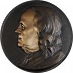 Large and Impressive Benjamin Franklin Portrait Plaque. Uniface. Cast Bronze. 340 mm (13 1/2 inches)