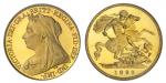 Great Britain. Victoria (1837-1901). Proof 5 Pounds, 1893. Old, veiled bust left, rev. St. George. S