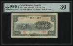 1949年中国人民银行第一版人民币200元「收割」，编号I III II 3869620，PMG 30，有微裂