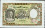 The Chartered Bank, $500, 1.1.1977, serial number Z/Q 337659, green and multicoloured, bust of man a