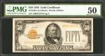 Fr. 2404. 1928 $50 Gold Certificate. PMG About Uncirculated 50.