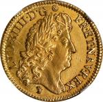 FRANCE. Louis dOr, 1690-D. Lyon Mint. Louis XIV. NGC Unc Details--Cleaned.