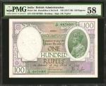 1917-30年印度政府100卢比。 INDIA. Government of India. 100 Rupees, ND (1917-30). P-10d. PMG Choice About Unc
