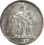 1873-A年法国 5 法郎。巴黎铸币厂。FRANCE. 5 Francs, 1873-A. Paris Mint. NGC MS-62.