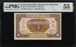 1942-45年东方汇理银行伍元。FRENCH INDO-CHINA. Banque de lIndochine. 5 Piastres, ND (1942-45). P-63. PMG About 