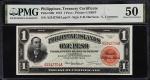 PHILIPPINES. Treasury of the Philippine Islands. 1 Peso, 1918. P-60b. PMG About Uncirculated 50.