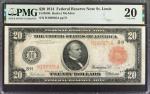Fr. 959b. 1914 Red Seal $20 Federal Reserve Note. St. Louis. PMG Very Fine 20.