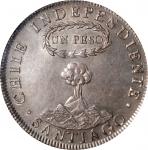 CHILE. Peso, 1822-SANTIAGO FI. Santiago Mint. NGC MS-62.