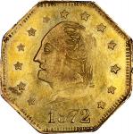 1872 California Gold 1/2 Charm. Octagonal Type IV. Musante GW-820, Baker-505. Gold. Mint State.