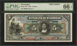 NICARAGUA. Republica De Nicaragua. 5 Pesos, 1910. P-45s. Specimen. PMG Gem Uncirculated 66 EPQ.