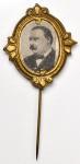 Pair of fragile but high quality 1884 Grover Cleveland portrait pins.
