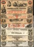 Lot of (7) Obsolete Banknotes from Virginia. Very Fine to Choice Uncirculated.