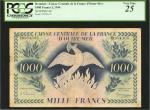 REUNION. Caisse Centrale de la France dOutre-Mer. 1000 Francs, 1944. P-40. PCGS Currency Very Fine 2