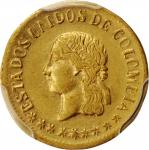 COLOMBIA. Peso, 1863-M. Medellin Mint. PCGS AU-53 Gold Shield.