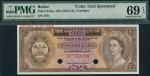 Government of Belize, colour trial specimen $2, ND (1974-76), serial number 076, brown, orange and r