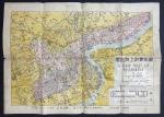 1920-1930年代上海市彩色实测地图一枚，晓星书店印刷，尺寸为38x53cm，背面胶带修补。