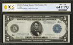 Fr. 883a. 1914 $5  Federal Reserve Bank Note. Kansas City. PCGS Banknote Choice Uncirculated 64 PPQ.