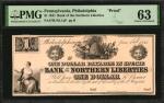 Philadelphia, Pennsylvania. Bank of Northern Liberties. 1841. $1. PMG Choice Uncirculated 63. Proof.
