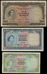 Central Bank of Ceylon, a set of the 1952-54 issues, including 1 rupees, 1954, prefix A/67, 2 rupees