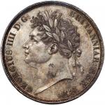 1821年英国克朗银币，佐治四世像，PCGS MS62 #43126064，铸打精美，轻微表面灰调包浆下带原光及彩调包浆，美品