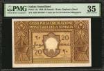 ITALIAN SOMALILAND. Cassa per la Circolazione Monetaria. 20 Somali, 1950. P-14a. PMG Choice Very Fin