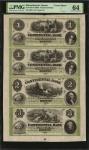Boston, Massachusetts. Continental Bank. 1860s. $1-$1-$2-$3. PMG Choice Uncirculated 64. Uncut Sheet