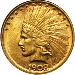 1908-D Indian Eagle. No Motto. MS-61 (NGC).