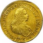 COLOMBIA. 1759-J 8 Escudos. Popayán mint. Ferdinand VI (1746-1759). Restrepo M26.4. AU-50 (PCGS).