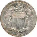 1874 Shield Nickel. FS-301. Repunched Date. MS-62 (NGC).