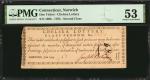 Norwich, Connecticut. Chelsea Lottery Ticket. Second Class. June 1794. $6 Winning Ticket. PMG About 