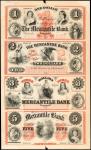 Waterloo, IL. The Mercantile Bank. $1-$2-$3-$5. Uncut Sheet of (4). Gem Uncirculated. Reprint.