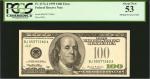Fr. 2176-J. 1999 $100  Federal Reserve Note. Kansas City. PCGS Currency About New 53. Missing Treasu