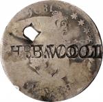 H.B. WOOLL(S or EY) on an 1806 B-3 Draped Bust quarter. Brunk-Unlisted, Rulau-Unlisted. Host coin Ve