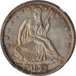 1842 Liberty Seated Half Dollar. WB-12. Rarity-3. Medium Date, Medium Letters (a.k.a. Reverse of 184
