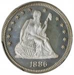 1886 Liberty Seated Quarter. Proof-66 (PCGS). CAC.