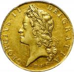 GREAT BRITAIN. 5 Guineas, 1729-E.I.C. Year TERTIO. London Mint. George II. PCGS AU-53.