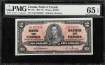 CANADA. Bank of Canada. 2 Dollars, 1937. BC-22a. PMG Gem Uncirculated 65 EPQ.