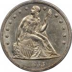 1855 Liberty Seated Silver Dollar. OC-1. Rarity-3+. MS-61 (PCGS).