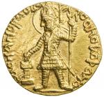 KUSHAN: Vasu Deva I, ca. 191-230+, AV dinar (7.99g), G-502, king standing left, sacrificing at altar
