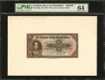 COLOMBIA. Banco de la República. 5 Pesos Oro, July 20, 1923. P-363p. Face and Back Proofs. Mixed PMG