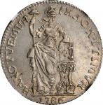 1786年荷属东印度海尔德兰1荷兰盾。NETHERLANDS EAST INDIES. Gelderland. Gulden, 1786. NGC Unc Details--Cleaned.