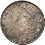 1828 Capped Bust Half Dollar. O-116. Rarity-2. Square 2, Small 8, Large Letters. Unc Details--Cleane
