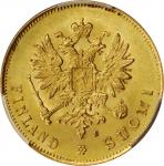 FINLAND. 10 Markkaa, 1882-S. Helsinki Mint. PCGS MS-64 Gold Shield.