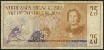 Netherlands New Guinea, 25 gulden, 8 December 1954, serial number LE041205, purple and brown, Queen 