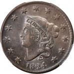 1824 Matron Head Cent. N-2. Rarity-1. AU Details--Questionable Color (PCGS).