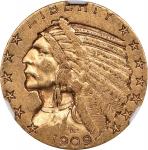 1909-S Indian Half Eagle. AU-55 (NGC).
